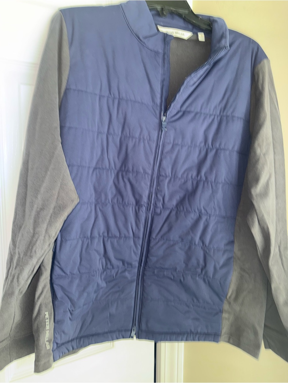 Peter Millar Men's Quilted Hybrid Jacket in Blue and Gray